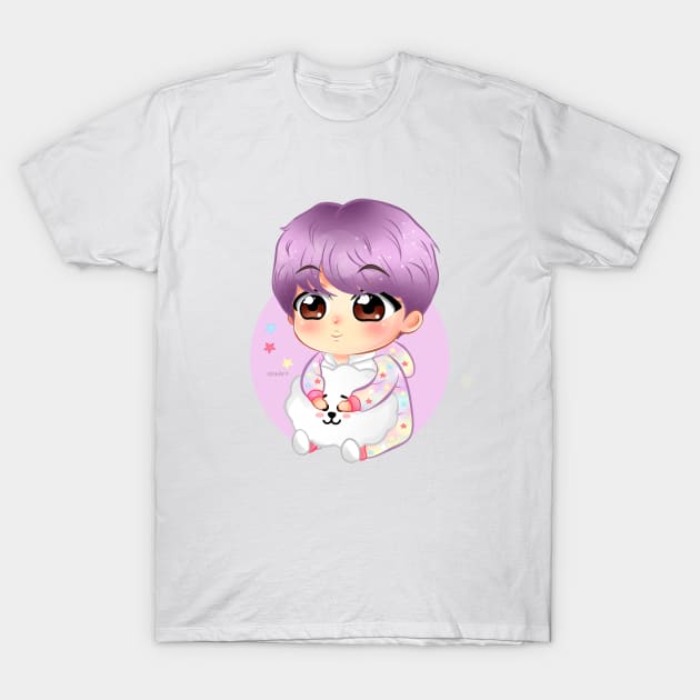 BTS Jin RUN BTS Ep. 97 Chibi T-Shirt by SkmArtShop